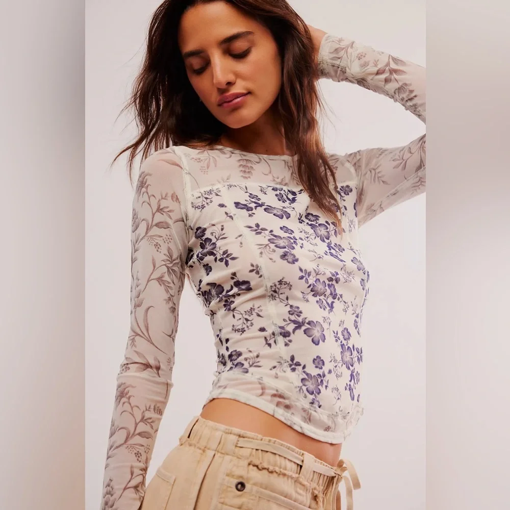 🎉LAST PIECE🎉FREE PEOPLE Betty's Garden Top‎ in Neutral Combo
